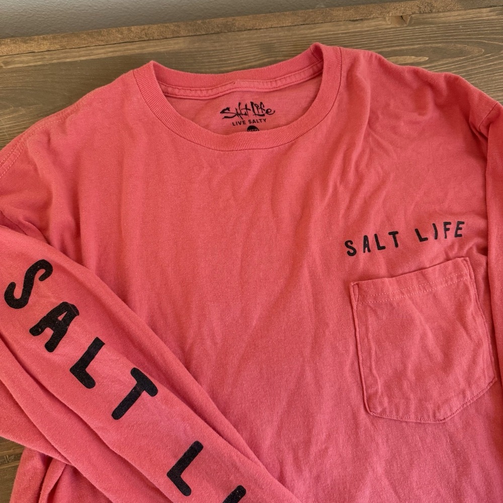 Salt Life Men's Medium Red Fishing‎ Swordfish Long Sleeve Tee T-Shirt